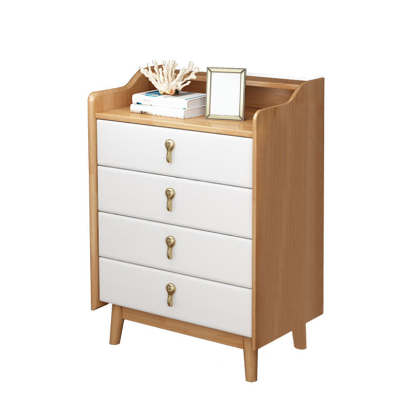 Glam Rubber Wood Bedroom Storage Chest Vertical Chest with Drawers Natural Wood White 4 Clearhalo 'Bedroom Furniture' 'Dressers & Chests' 'dressers_chests' 'furn' 'furn_dressers_chests' 'Furniture' 6048092