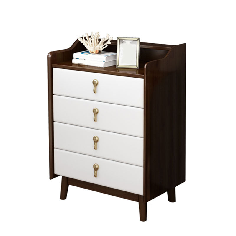 Glam Rubber Wood Bedroom Storage Chest Vertical Chest with Drawers Walnut White 4 Clearhalo 'Bedroom Furniture' 'Dressers & Chests' 'dressers_chests' 'furn' 'furn_dressers_chests' 'Furniture' 6048094