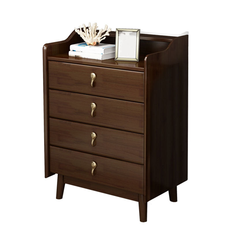 Glam Rubber Wood Bedroom Storage Chest Vertical Chest with Drawers Nut-Brown 4 Clearhalo 'Bedroom Furniture' 'Dressers & Chests' 'dressers_chests' 'furn' 'furn_dressers_chests' 'Furniture' 6048097