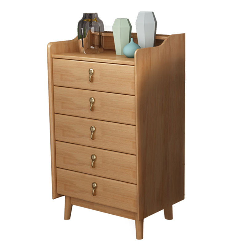 Glam Rubber Wood Bedroom Storage Chest Vertical Chest with Drawers Natural 5 Clearhalo 'Bedroom Furniture' 'Dressers & Chests' 'dressers_chests' 'furn' 'furn_dressers_chests' 'Furniture' 6048098
