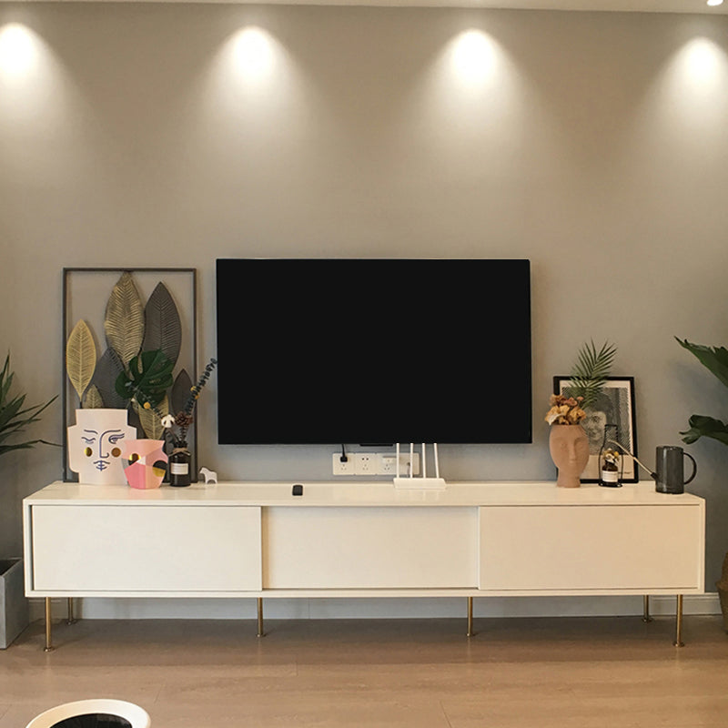 Wooden Enclosed Storage TV Stand Luxury White TV Cabinet for Home 79"L x 16"W x 22"H Clearhalo 'furn' 'furn_tv_stands_entertainment_centers' 'Furniture' 'Living Room Furniture' 'TV Stands & Entertainment Centers' 'TV Stands & Media Storage Furniture' 'tv_stands_entertainment_centers' 6048119
