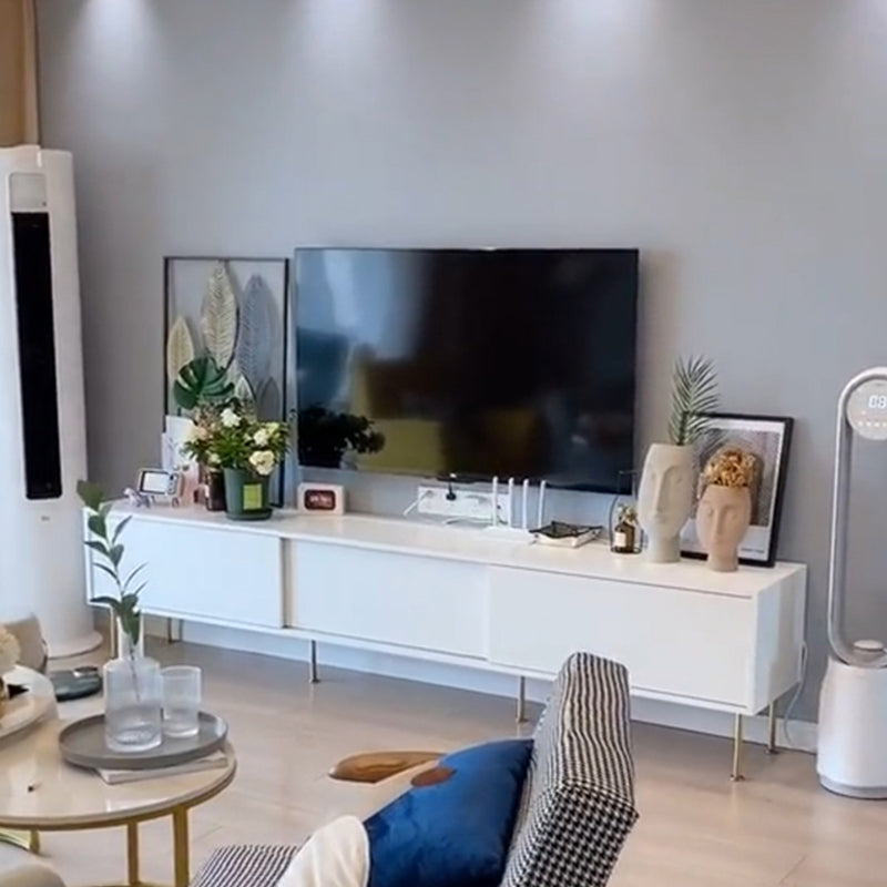 Wooden Enclosed Storage TV Stand Luxury White TV Cabinet for Home Clearhalo 'furn' 'furn_tv_stands_entertainment_centers' 'Furniture' 'Living Room Furniture' 'TV Stands & Entertainment Centers' 'TV Stands & Media Storage Furniture' 'tv_stands_entertainment_centers' 6048123