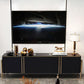 Console TV de style Glam, pieds en acier inoxydable, meuble TV avec 2 armoires
