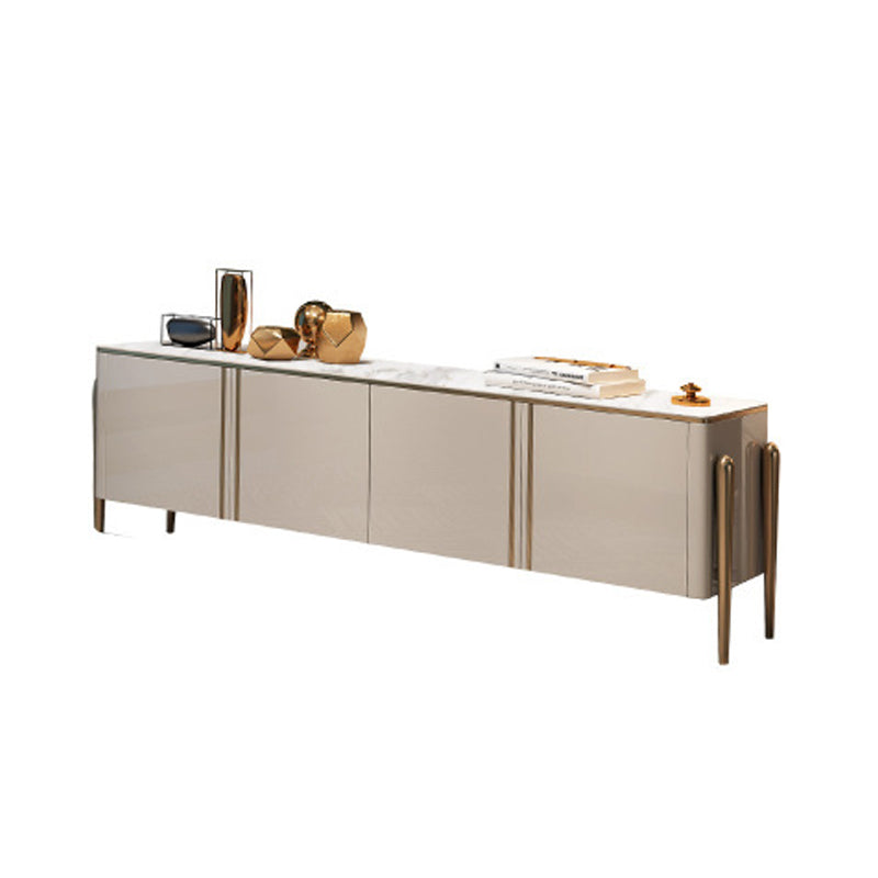 Console TV de style Glam, pieds en acier inoxydable, meuble TV avec 2 armoires