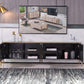 Console TV de style Glam, pieds en acier inoxydable, meuble TV avec 2 armoires