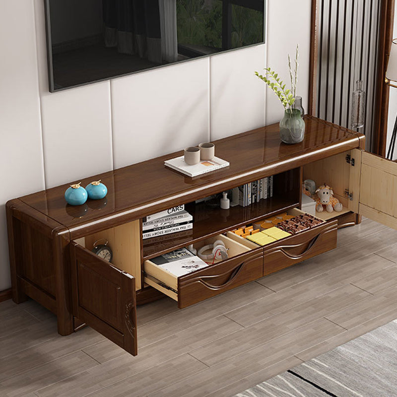 Modern Wood TV Media Stand 15" W Open Shelving TV Stand with Drawers Clearhalo 'furn' 'furn_tv_stands_entertainment_centers' 'Furniture' 'Living Room Furniture' 'TV Stands & Entertainment Centers' 'TV Stands & Media Storage Furniture' 'tv_stands_entertainment_centers' 6048203