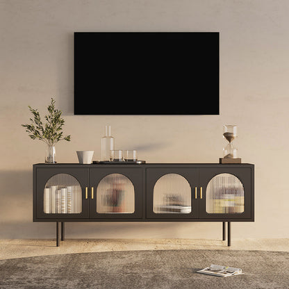 Nordic TV Cabinet Modern Simple Light Luxury Living Room TV Cabinet Small Family TV Stand Black Clearhalo 'furn' 'furn_tv_stands_entertainment_centers' 'Furniture' 'Living Room Furniture' 'TV Stands & Entertainment Centers' 'TV Stands & Media Storage Furniture' 'tv_stands_entertainment_centers' 6048252