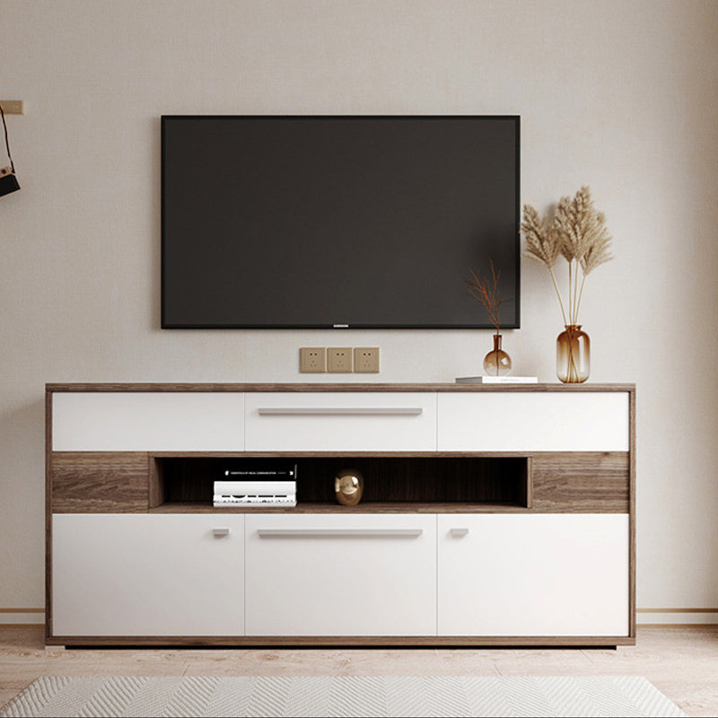 Modern TV Stand Console Faux Wood TV Stand Console with 2 Storage 70.9"L x 11.7"W x 32.1"H White Clearhalo 'furn' 'furn_tv_stands_entertainment_centers' 'Furniture' 'Living Room Furniture' 'TV Stands & Entertainment Centers' 'TV Stands & Media Storage Furniture' 'tv_stands_entertainment_centers' 6048264