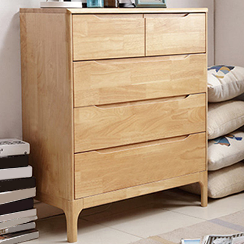 Contemporary Rubber Wood Storage Chest Home Chest with Drawers Natural 5 Clearhalo 'Bedroom Furniture' 'Dressers & Chests' 'dressers_chests' 'furn' 'furn_dressers_chests' 'Furniture' 6048528
