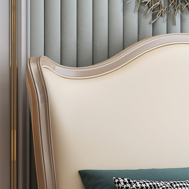 84,65 inch breed Victoriaans wingback bed rubberwood bed met gestoffeerd hoofdeinde