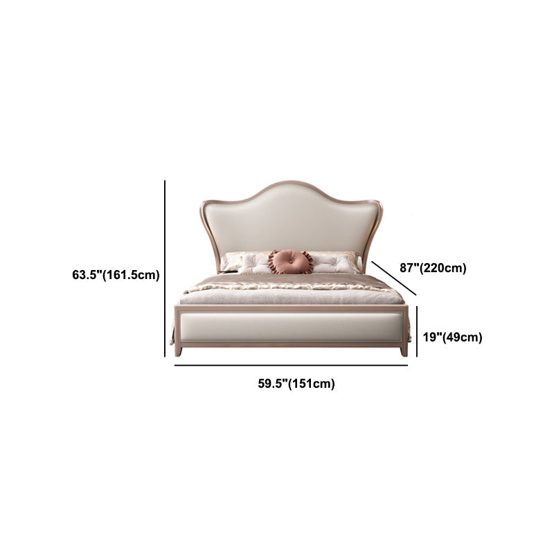 84,65 inch breed Victoriaans wingback bed rubberwood bed met gestoffeerd hoofdeinde