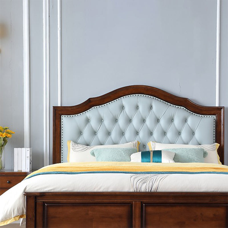 Lit de panneau traditionnel marron avec lit de tête de lit rembourré de rangement, 59,05 "de haut