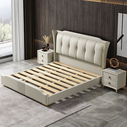 Lit en bois de pin victorien de 84,65 pouces de large avec tête de lit rembourrée