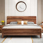 84.65 inch Wide Mid-century Bed Frame Pine Wood Panel Bed with Headboard