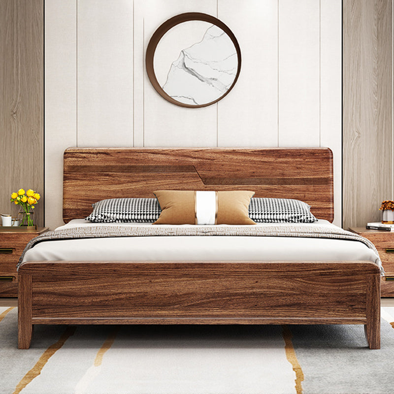 84.65 inch Wide Mid-century Bed Frame Pine Wood Panel Bed with Headboard