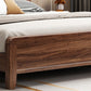 84.65 inch Wide Mid-century Bed Frame Pine Wood Panel Bed with Headboard