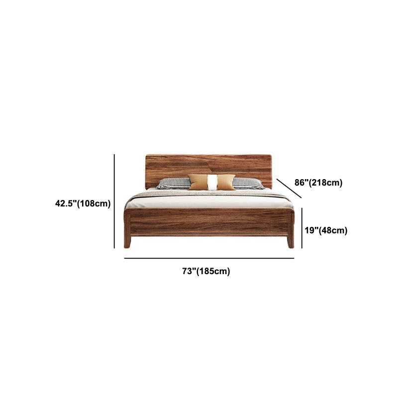 84.65 inch Wide Mid-century Bed Frame Pine Wood Panel Bed with Headboard