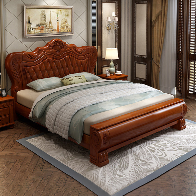 84.65 inch Wide Traditional Bed Rubberwood Bed Frame with Headboard Queen Storage Not Included Clearhalo 'Bedroom Furniture' 'Beds' 'furn' 'furn_beds' 'Furniture' 6048618