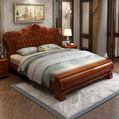 84.65 inch Wide Traditional Bed Rubberwood Bed Frame with Headboard Queen Storage Not Included Clearhalo 'Bedroom Furniture' 'Beds' 'furn' 'furn_beds' 'Furniture' 6048618