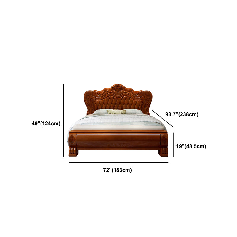 84.65 inch Wide Traditional Bed Rubberwood Bed Frame with Headboard Clearhalo 'Bedroom Furniture' 'Beds' 'furn' 'furn_beds' 'Furniture' 6048629