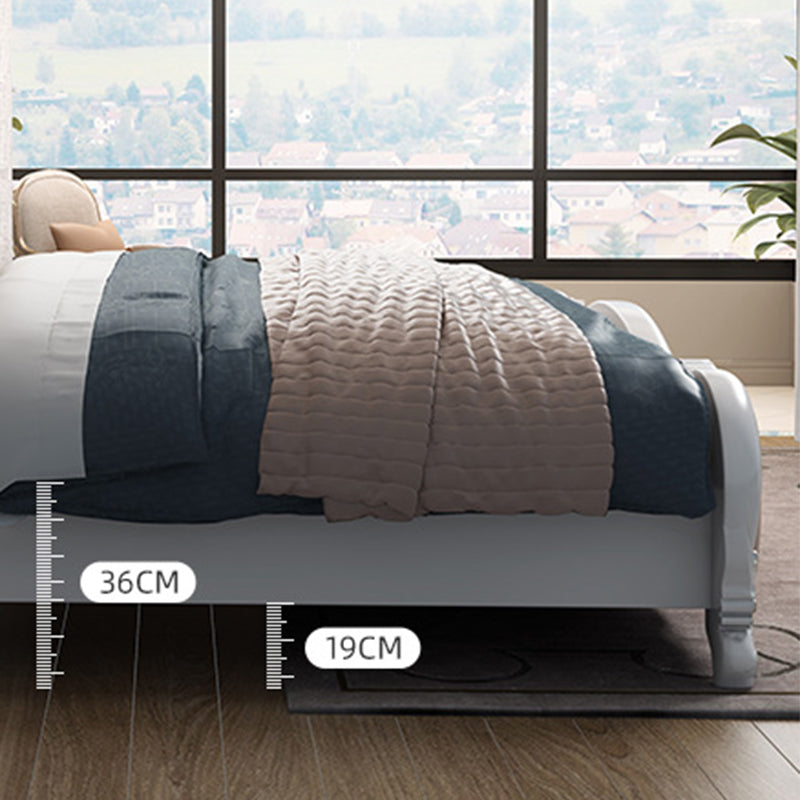 84.65 inch Wide Victorian Bed Frame Rubberwood Bed with Upholstered Headboard