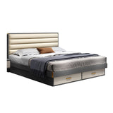 Camino rectangular gris cama estándar con cabecera tapizada