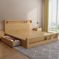 Traditional Panel Bed with Storage 38.58" High Brown Rubberwood Bed