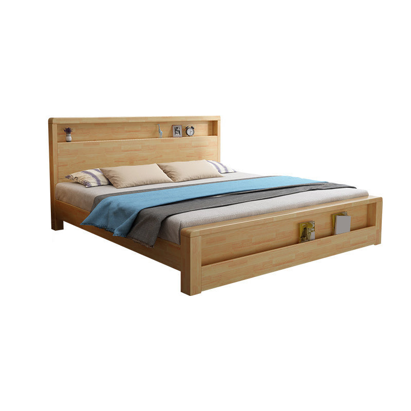 Traditional Panel Bed with Storage 38.58" High Brown Rubberwood Bed