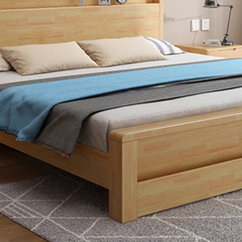 Traditional Panel Bed with Storage 38.58" High Brown Rubberwood Bed