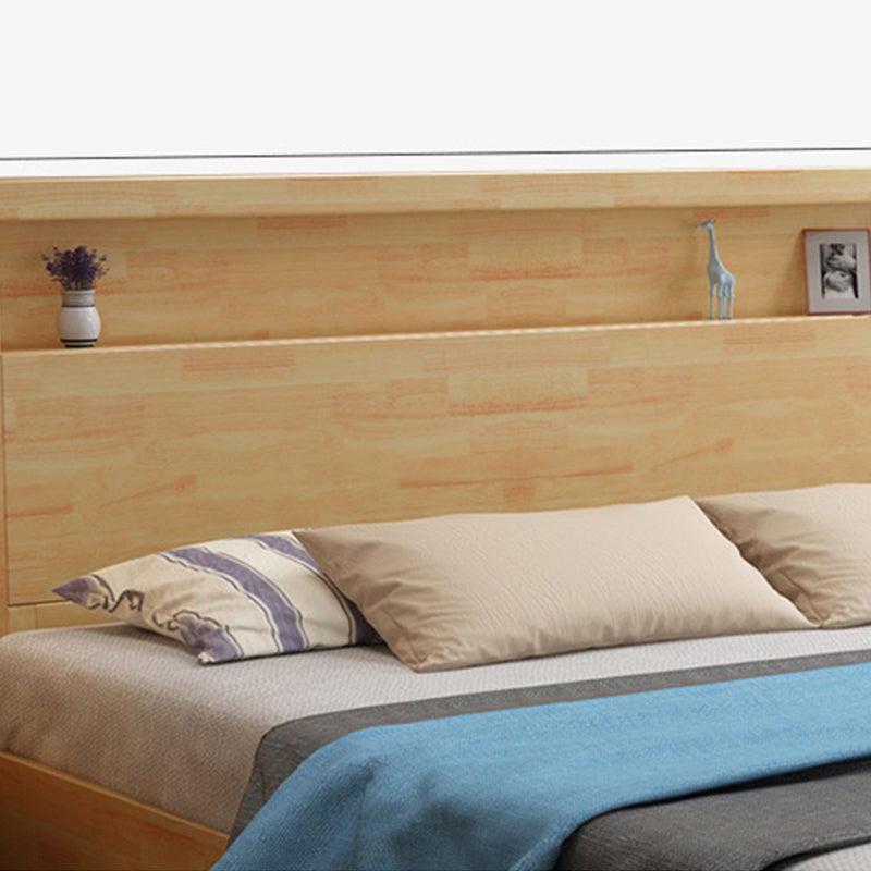 Traditional Panel Bed with Storage 38.58" High Brown Rubberwood Bed