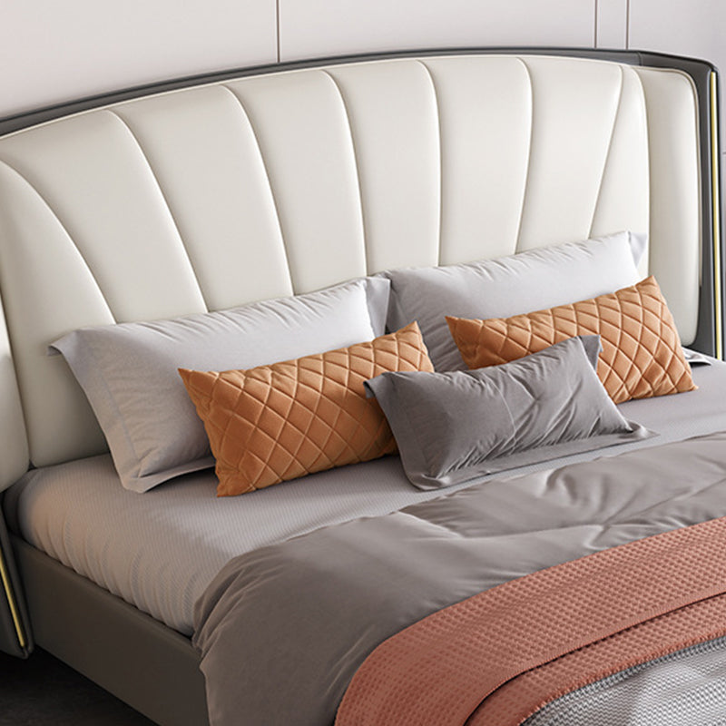 ウィングバックヘッドボードベッドレザーベッドフレーム86.61 "灰色の長さ