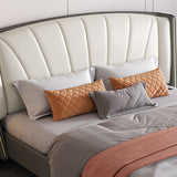 Terreno letto in pelle testiera del letto di Wingback 86.61 "lungo in grigio