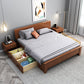 Queen Bed 43.3 Inch High Walnut Panel Bed in Brone with 4 Legs Pull-Out Storage Clearhalo 'Bedroom Furniture' 'Beds' 'furn' 'furn_beds' 'Furniture' 6048694