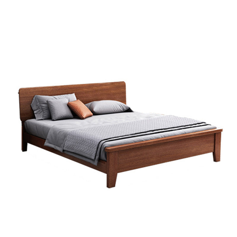 Queen Bed 43.3 Inch High Walnut Panel Bed in Brone with 4 Legs Clearhalo 'Bedroom Furniture' 'Beds' 'furn' 'furn_beds' 'Furniture' 6048695