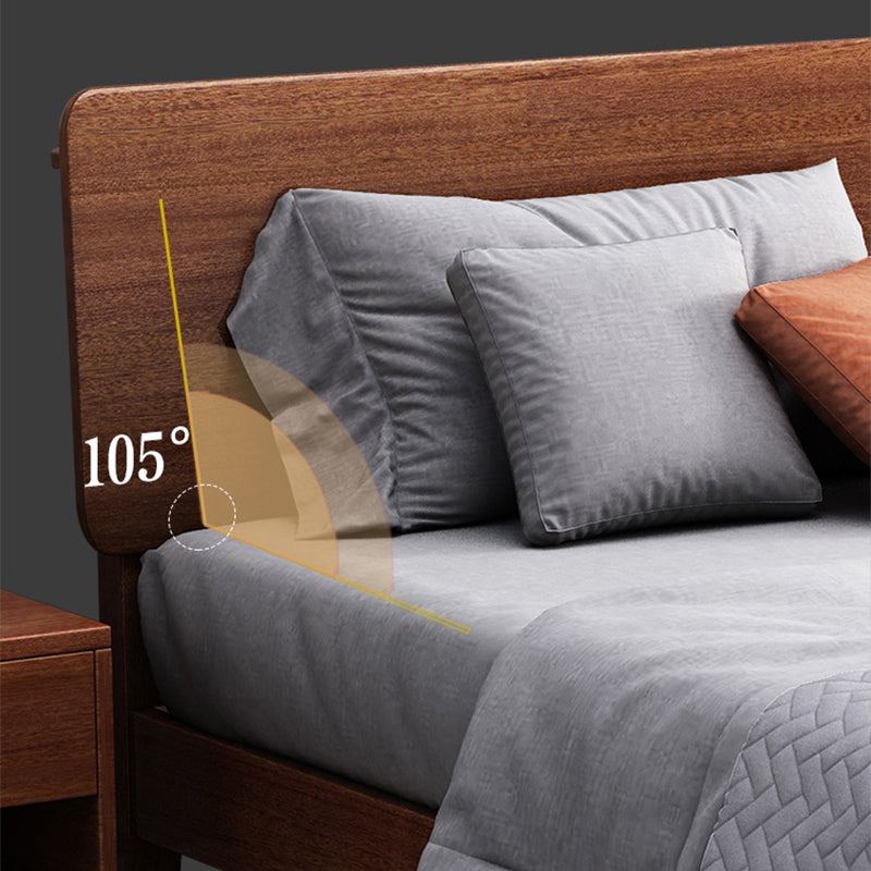 Queen Bed 43.3 Inch High Walnut Panel Bed in Brone with 4 Legs Clearhalo 'Bedroom Furniture' 'Beds' 'furn' 'furn_beds' 'Furniture' 6048697