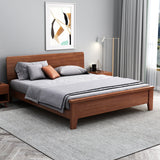 Queen Bed 43.3 Inch High Walnut Panel Bed in Brone with 4 Legs Clearhalo 'Bedroom Furniture' 'Beds' 'furn' 'furn_beds' 'Furniture' 6048702