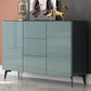 Contemporary Accent Cabinet Square Side Cabinet With Glass Top Clearhalo 'Cabinets & Chests' 'cabinets_chests' 'furn' 'furn_cabinets_chests' 'Furniture' 'Living Room Furniture' 6048779