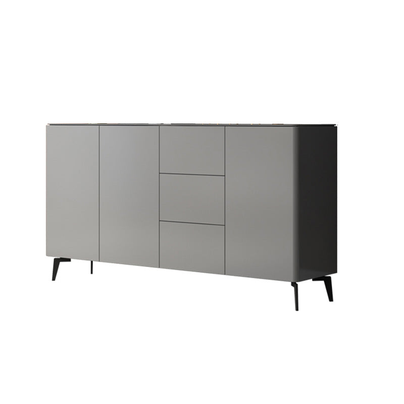 Contemporary Accent Cabinet Square Side Cabinet With Glass Top 55"L x 16"W x 35"H Grey Clearhalo 'Cabinets & Chests' 'cabinets_chests' 'furn' 'furn_cabinets_chests' 'Furniture' 'Living Room Furniture' 6048782