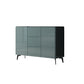 Contemporary Accent Cabinet Square Side Cabinet With Glass Top 41"L x 16"W x 35"H Green Clearhalo 'Cabinets & Chests' 'cabinets_chests' 'furn' 'furn_cabinets_chests' 'Furniture' 'Living Room Furniture' 6048787