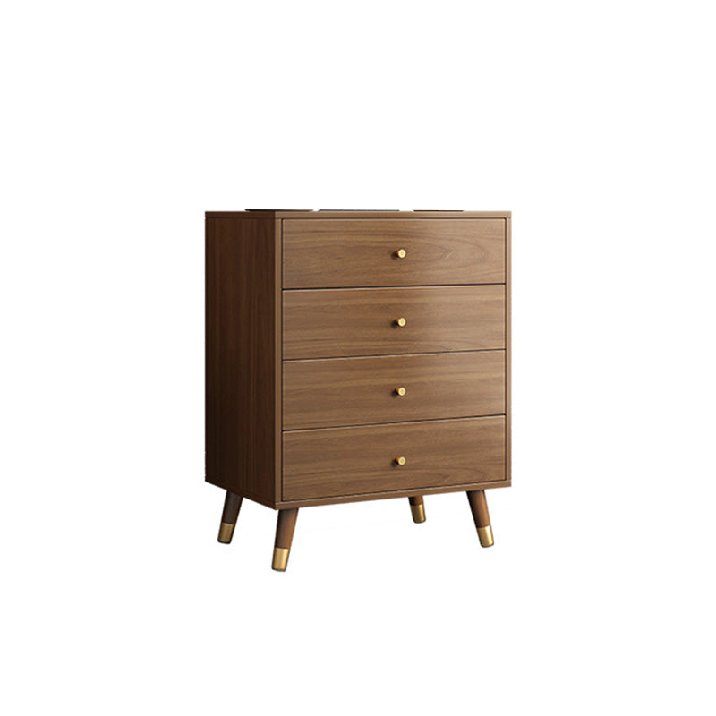 Coffre brun du milieu du siècle avec des tiroirs et des jambes droites 23,62 "de long