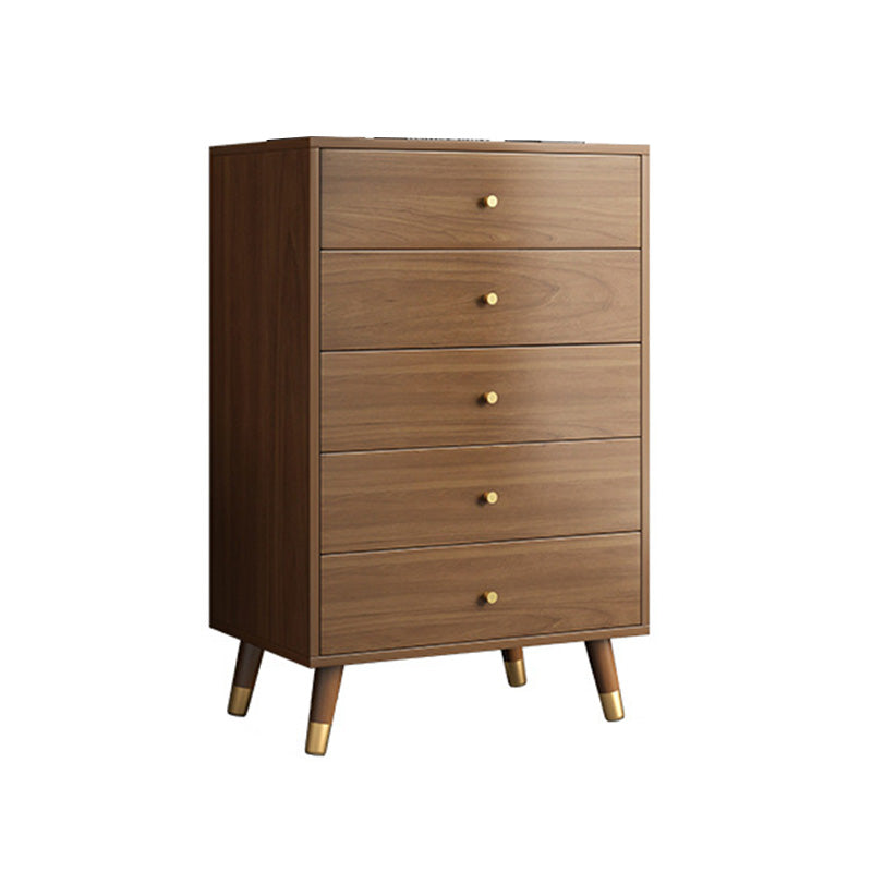 Coffre brun du milieu du siècle avec des tiroirs et des jambes droites 23,62 "de long