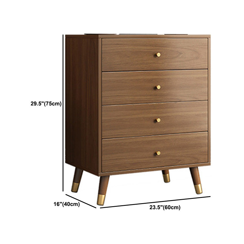 Coffre brun du milieu du siècle avec des tiroirs et des jambes droites 23,62 "de long