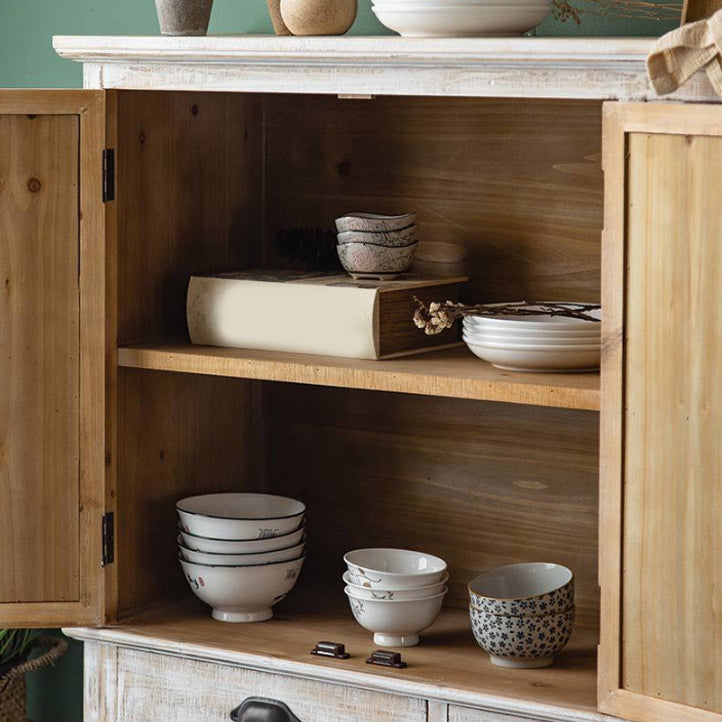 Industrial Wooden Accent Cabinet with Wooden Legs and Doors Cabinet