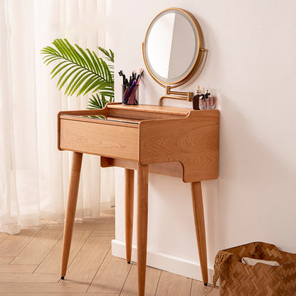 Contador de maquillaje de vidrio 18.11 "Mesas de tocador de madera maciza de ancho con 1 cajones de almacenamiento