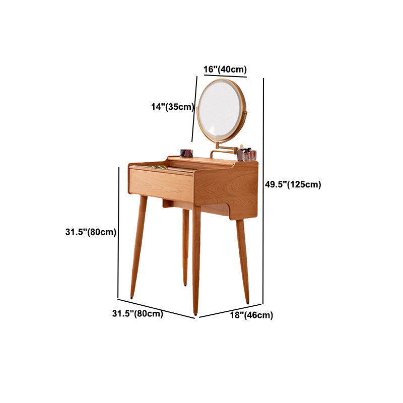 Contador de maquillaje de vidrio 18.11 "Mesas de tocador de madera maciza de ancho con 1 cajones de almacenamiento