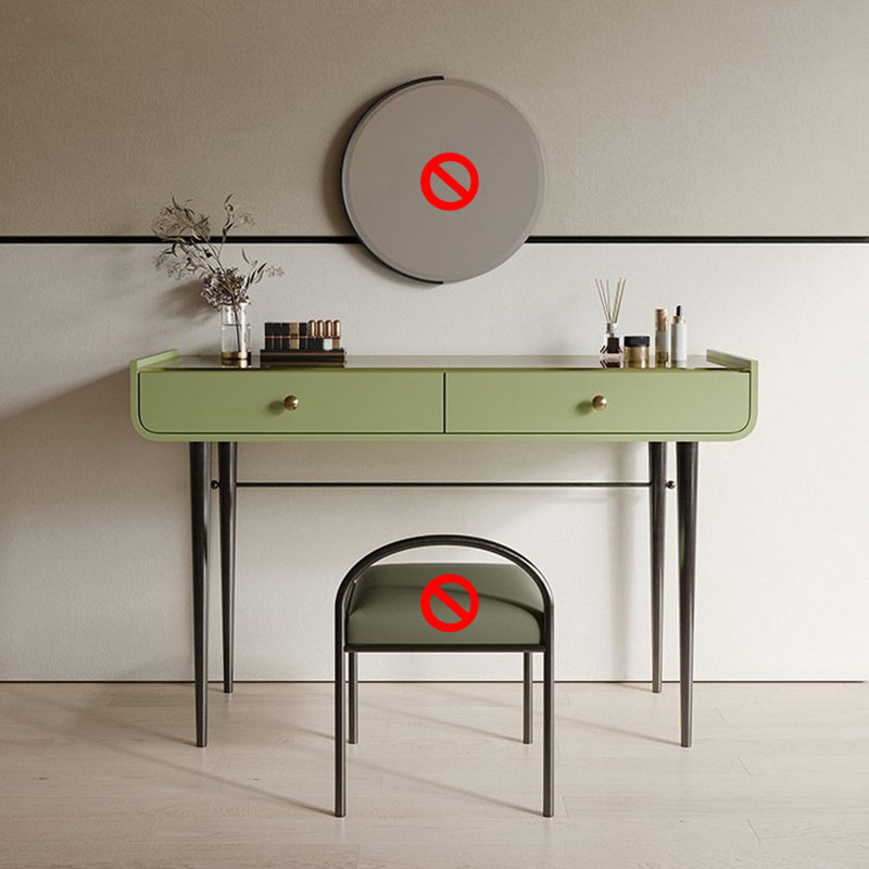Tables de vanité verte de 16,53 "de largeur de largeur avec 2 tiroirs de rangement