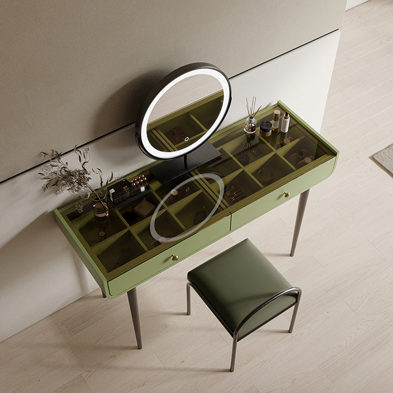 Tables de vanité verte de 16,53 "de largeur de largeur avec 2 tiroirs de rangement