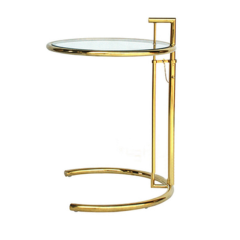 Lift-top Coffee Table Glass with Round Top and Stainless Steel Base Gold Clear Clearhalo 'Coffee & Accent Tables' 'Coffee Tables' 'coffee_tables' 'furn' 'furn_coffee_tables' 'Furniture' 'Living Room Furniture' 6049034