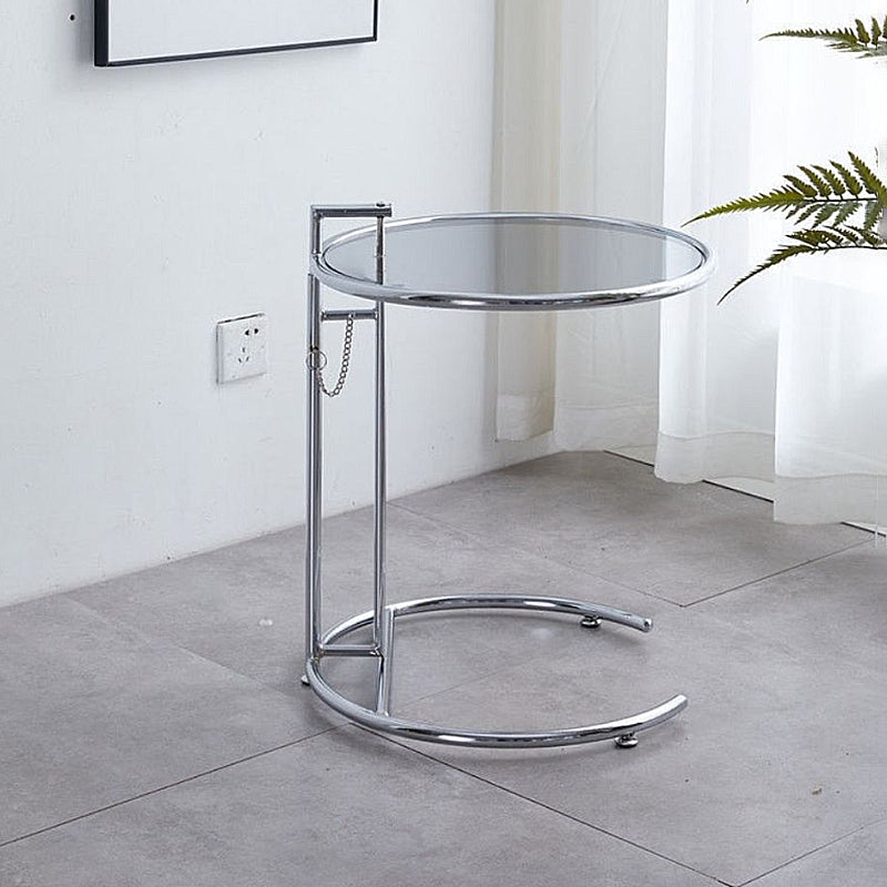Lift-top Coffee Table Glass with Round Top and Stainless Steel Base Clearhalo 'Coffee & Accent Tables' 'Coffee Tables' 'coffee_tables' 'furn' 'furn_coffee_tables' 'Furniture' 'Living Room Furniture' 6049038