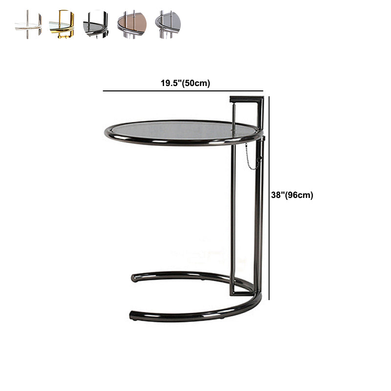 Lift-top Coffee Table Glass with Round Top and Stainless Steel Base Clearhalo 'Coffee & Accent Tables' 'Coffee Tables' 'coffee_tables' 'furn' 'furn_coffee_tables' 'Furniture' 'Living Room Furniture' 6049040